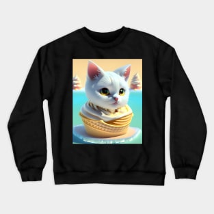 Adorable Cat Illustration - Modern Digital Art Crewneck Sweatshirt